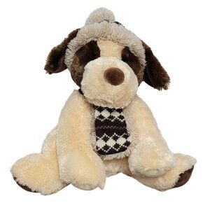 Hugfun International Brown Puppy Dog Plush Hat & Scarf  VERY SOFT 12"